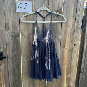 Victoria's Secret Women's Lace Babydoll Slip Dress Blue Size M